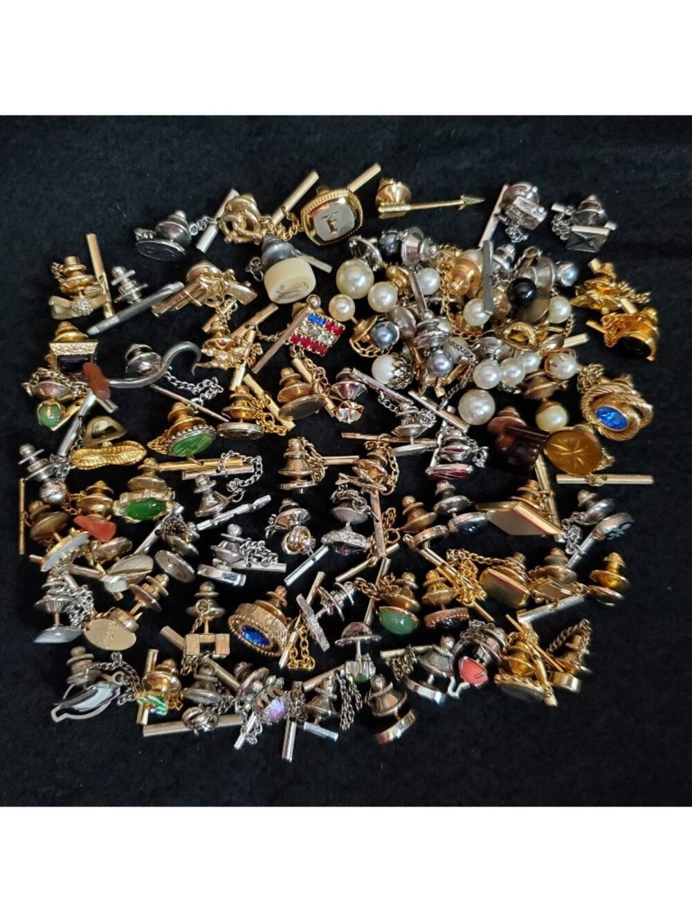 Vintage Tie Tack Lot Of 86 Silver Gold Tone Unsigned